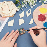 PH PandaHall Unfinished Wooden Earrings Blank, 60pcs 6 Styles Rhombus Natural Wood Drop Dangles with 60pcs Earring Hooks 60pcs Jump Rings for Jewelry PH PandaHall