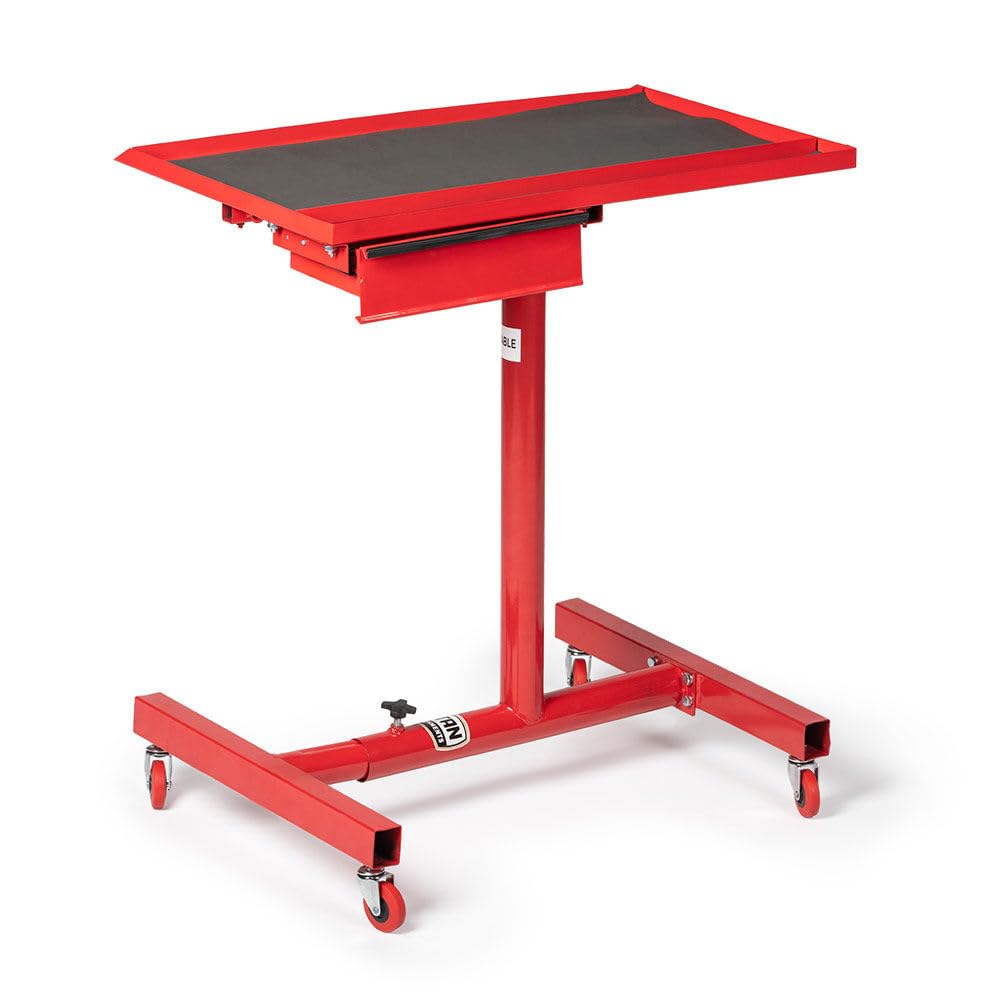 Titan Distributors Inc Adjustable Rolling Work Table with Tool Drawer Workstation for Shops Garages and Warehouses - WoodArtSupply