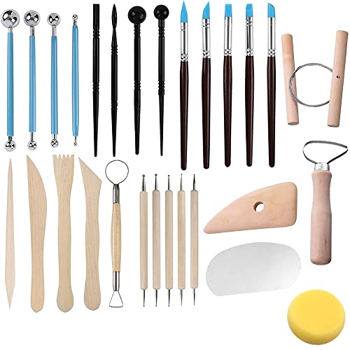 Clay Tools 40PCS Pottery Tools Clay Sculpting Tools for Kids Polymer Clay Tools Kit Ceramic Tools for DIY Handcraft Modeling Clay Carving Tools Set WALTERT W