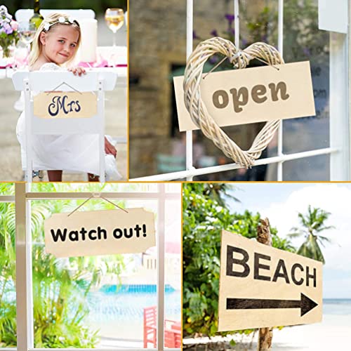 Kisangel 10Pcs Hanging Wooden Sign Blank Wood Plaque Blank Wood Sign Crafts Blank Wooden Writing DIY Sign Unfinished Wood Plaque Unfinished Wood Sign Kisangel