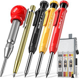 Nicpro 10 Pack Carpenter Pencil Set with Sharpener, Mechanical Carpenter Pencils with 21 Refill, Automatic Center Puncha and Carbide Scribe Tool, Nicpro