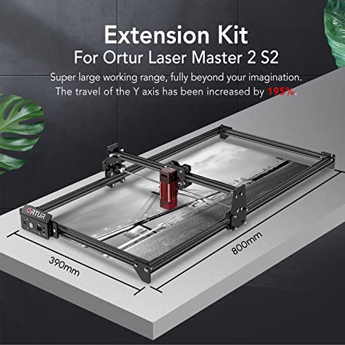 ORTUR Laser Engraver Area Expansion Kit, Extension Kit for ORTUR Laser Master 2 S2 Laser Engraver, Engraving Area is Expanded to 390 * 800mm(15.35 x - WoodArtSupply