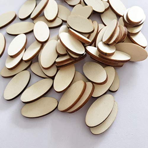 Kisangel 200pcs Unfinished Wood Oval Cutout Natural Rustic Wooden Ellipse Slices Chip Embellishment Gift Tag Board Game Pieces for DIY Arts and Kisangel