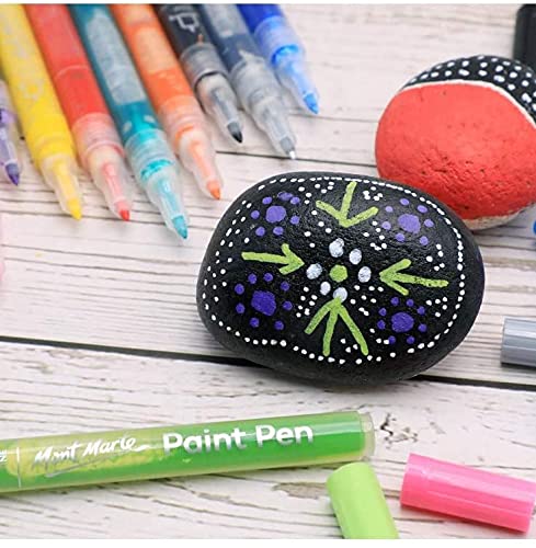 MONT MARTE Signature Acrylic Paint Pens, 12 Piece, Waterproof, Suitable for Most Surfaces Including Canvas, Card, Rocks, Fine Bullet Tip (1mm) MONT MARTE