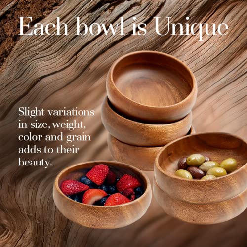 Woodard & Charles Acacia Wood Snack Serving Bowl, Set of 4, 6" x 2" (Set of 6)