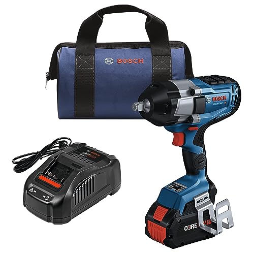 BOSCH GDS18V-740CB14 PROFACTOR™ 18V Connected 1/2 In. Impact Wrench Kit with Friction Ring and (1) CORE18V 8 Ah High Power Battery - WoodArtSupply