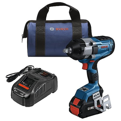 BOSCH GDS18V-740CB14 PROFACTOR™ 18V Connected 1/2 In. Impact Wrench Kit with Friction Ring and (1) CORE18V 8 Ah High Power Battery - WoodArtSupply