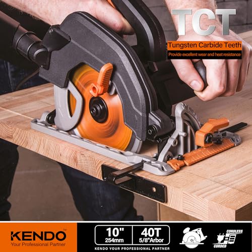 KENDO 1-Pack 10 Inch 40T Carbide-Tipped Circular Saw Blade with 5/8 Inch Arbor, Professional ATB Finishing Woodworking Miter/Table Saw Blades for