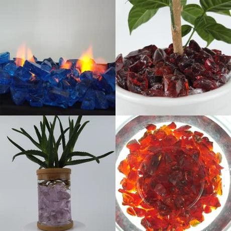TWINKLING High Luster Fire Glass Gravel Stone,Broken Glass,Fire Pit Glass,Crushed Glass for Fireplace Pit Aquarium Garden Decoration,1-3cm,2-Pound TWINKLING