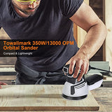 2.6A Random Orbital Sander,Towallmark 350W Orbital Sander with 6 Variable Speed,13000RPM Electric Sander with 12Pcs Sandpapers,1 Pcs Dust Box,Sander Towallmark
