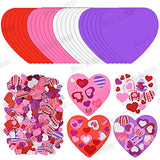 386 Pcs Valentine's Foam Heart Stickers Kit Includes 370 Pcs Glitter Self-Adhesive Heart Foam Stickers and 16 Pcs Colorful Large Foam Hearts for Lecferrarc