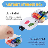 Falling in Art 16 Wells Paint Palette, Airtight Palette Storage Box with Lid and Folding Paint Brush Basin for Watercolor, Gouache and Acrylic Falling in Art