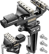 Dual-Purpose Bench Vise 3.3" Universal with Multifunctional jaw, 360° Swivel Clamps on Vise, Multi-functional Combined Vise with Quick Adjustment, WoodArtSupply