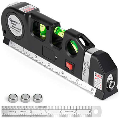 Laser Level Tool, Multipurpose Laser Level Kit Standard Cross Line Laser level Laser Line leveler Beam Tool with Metric Rulers by QPEUIM - WoodArtSupply