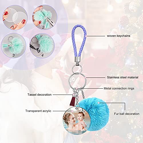 AUHOKY 126Pcs Acrylic Keychain Blanks with Tassels Kit Bulk, Various Shapes Transparent Acrylic Key Chain Embryo Accessories, Snap Hooks Braided Key - WoodArtSupply