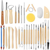 Blisstime Set of 30 Clay Sculpting Tools Wooden Handle Pottery Carving Tool Kit Blisstime