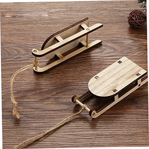 VOSAREA 5pcs Sled Unfinished Wood Rnaments Christmas Sleigh Cutouts Christmas Tree Hanging Ornament Tabletop Wood Sleigh Miniature Sleigh Christmas VOSAREA