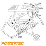 POWERTEC MT4009 Rolling Foldable Table Saw Stand W/ 8-Inch High-Traction Wheels, 330 Lbs Downward Force, Adjustable Mounting Options POWERTEC