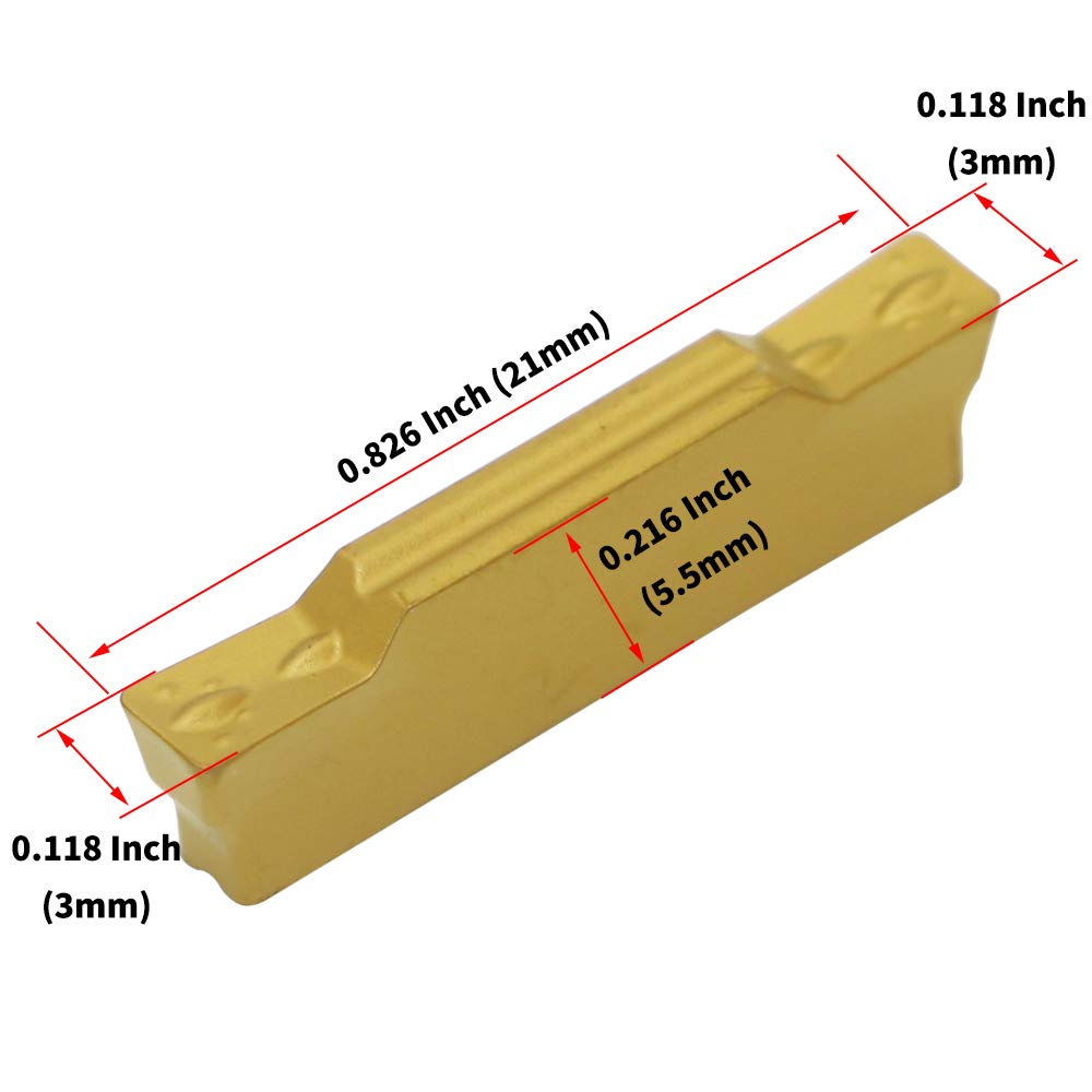 CNC Lathe Grooving Tool Holder MGEHR1616-3(0.63 Inch), with Three MGMN300 Cemented Carbide Blades. Yellow Processed Steel, Fuchsia Processed LingGan