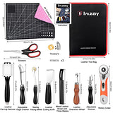 IMZAY 415Pcs Leather Tooling Working Kit, Compact Beginner Leather Tools and Supplies with Leather Stitching Sewing Carving Cutting Crafting Tools IMZAY