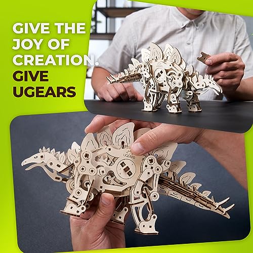 UGEARS Stegosaurus Dinosaur Wooden Model Kits - 3D Dinosaur Puzzle for Adults - Wooden Dinosaur Kit with Lifelike Mechanics - Model Kits for Adults - WoodArtSupply