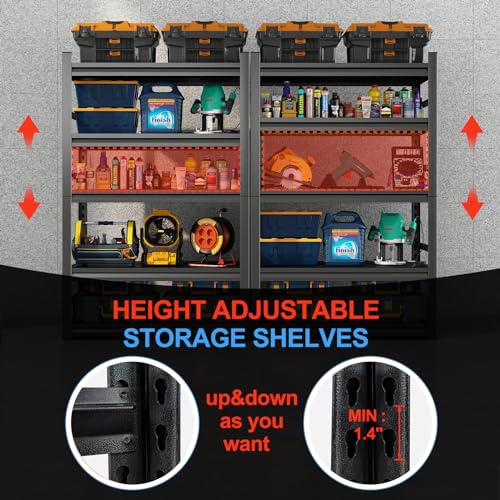 48" W Garage Shelving,Sturdy Garage Shelves Steel Heavy Duty Shelf,Large Metal Shelves,Adjustable Garage Storage Shelves Rack Unit for Warehouse Bezuny