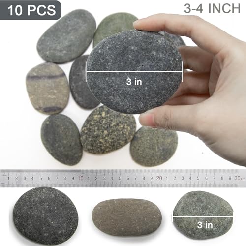 Markdang Rocks for Painting 10 Pcs 3-4” Large River Rock for Paint Natural Flat & Smooth Stones for Painting for Kids & Adult Craft Gift - WoodArtSupply