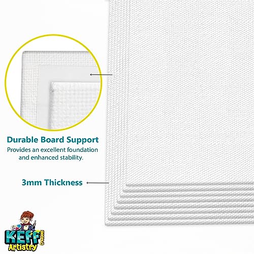 KEFF Canvases for Painting - 9x12 12 Pack Art Paint Canvas Panels Set Boards - 100% Cotton Primed Painting Supplies for Acrylic, Oil, Tempera & KEFF