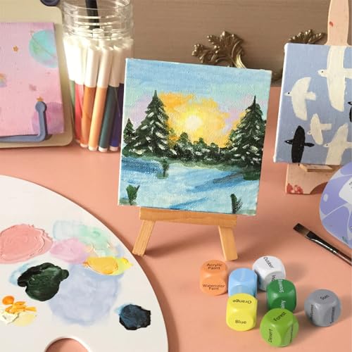 Fuumuui Professional Oil Paint Brush Set & Inspiration Art Dice, 11pcs Superior Hog Bristle Paint Brushes with Wooden Art Dice for Creative Block Fuumuui
