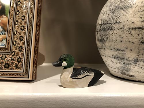 Selsela Goldeneye Mini Wood Duck Figurine Statue Carving Decoration Decoy Sculpture Small Animals - WoodArtSupply