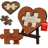 Personalized Romantic Gifts for Her - Custom Valentines Gifts for Him Engraved, Unique Valentine Puzzle Card, Wooden Heart Shaped Plaque, 5 Year Wood Top obsession