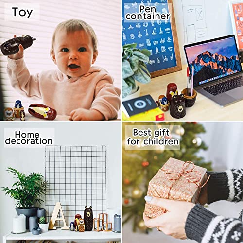 Nesting Dolls Russian Matryoshka Dolls for Kids Wood Stacking Nested Set 5 Pieces Handmade Toys for Children Christmas Birthday Decoration Halloween Zoymiu