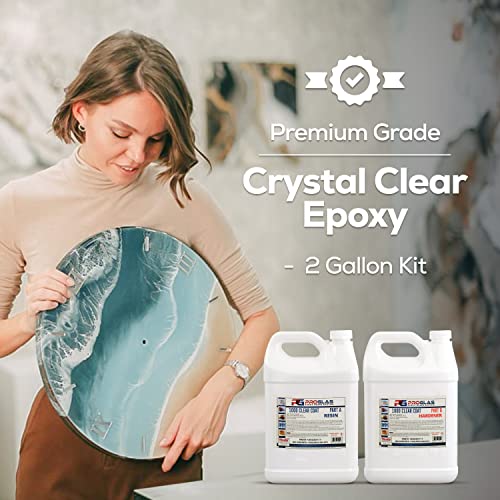 ProGlas 1000 Crystal Clear Table Top Epoxy Resin Coating for Wood, Tabletop, Countertop, Art and Crafts - 2 Gallon Kit - WoodArtSupply