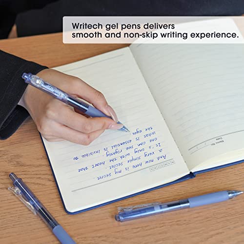 WRITECH Retractable Gel Ink Pens: 8ct Black 0.5mm Fine Point Tip Pen Comfort Grip Smooth Writing with Aesthetic Gradient Color Barrel for Journaling