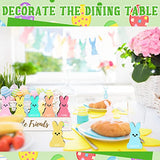 12 Pcs Easter Wood Bunny Cutouts Unfinished Bunny Table Wooden Sign Easter Tabletop Decoration Rabbit Shaped Blank Wooden Signs with 1 Base for Marsui