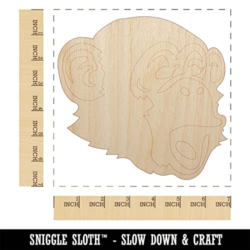 Surprised Chimpanzee Ape Head Monkey Unfinished Wood Shape Piece Cutout for DIY Craft Projects - 1/4 Inch Thick - 6.25 Inch Size Sniggle Sloth