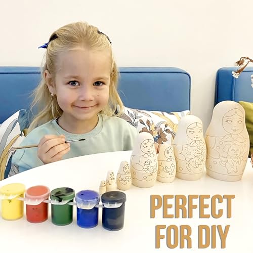 AEVVV Blank Russian Nesting Dolls to Paint Set 7 pcs - Wooden Crafts to Paint Your Own Matryoshka - Unfinished Wood Crafts - Blank Nesting Dolls