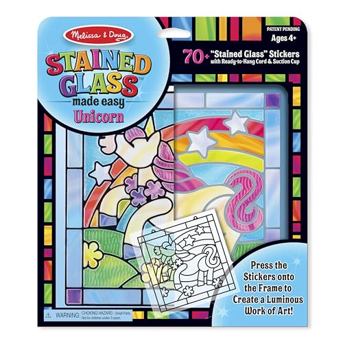 Melissa & Doug Stained Glass Made Easy Craft Kit - Unicorn - Kids Sticker Stained Glass Craft Kit; Unicorn Crafts For Kids Ages 5+ - WoodArtSupply