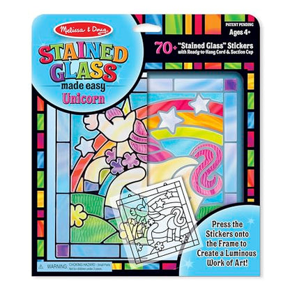 Melissa & Doug Stained Glass Made Easy Craft Kit - Unicorn - Kids Sticker Stained Glass Craft Kit; Unicorn Crafts For Kids Ages 5+ - WoodArtSupply