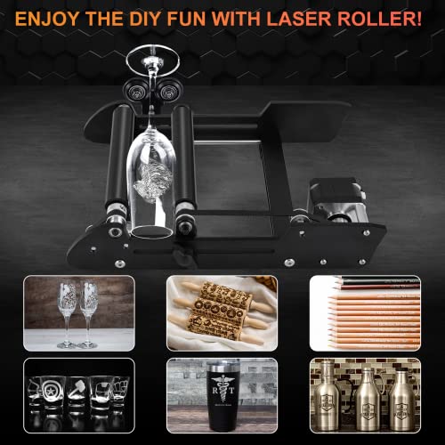 Laser Rotary Roller, Laser Engraver Y-axis Rotary Roller for Cylindrical Objects of Different Sizes and Longer Objects, Compatible with Most CNC - WoodArtSupply