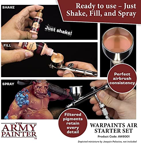 The Army Painter Starter Airbrush Paint Set and Airbrush Thinner - Acrylic Air Brush Painting Set, Airbrush Paint Thinner - Warpaints Air Brush The Army Painter
