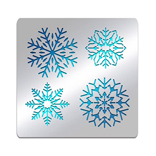 BENECREAT Snowflake Pattern Stainless Steel Stencil Template, 6.14x6.14inch Metal Journal Stencils Templates Tool for Wood Burning Pyrography and - WoodArtSupply