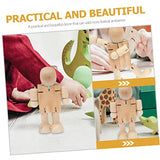 Kisangel 4pcs wooden robot adjustable wooden figure peg doll figures unfinished wooden peg doll wooden peg doll bodies unfinished peg dolls wooden Kisangel