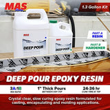 MAS Epoxies Deep Pour Epoxy Resin Kit - Crystal Clear, Slow Curing Epoxy Resin for Casting, River Tables, Encapsulating, Live Edge Slabs, Molds, MAS