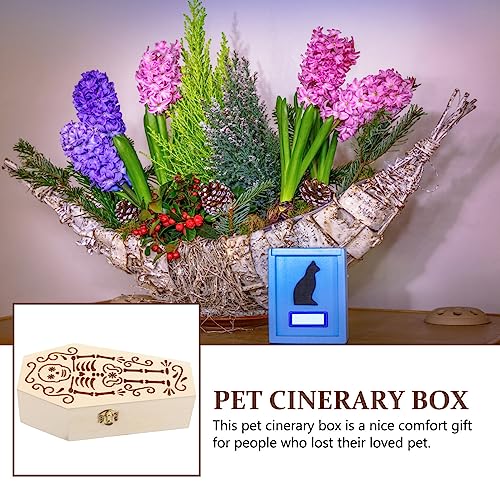 Yardwe Unfinished Wood Coffin Unfinished Wood Funeral Coffins Wooden Keepsake Urn Box Pet Cremation Urns Handcarved Decorative Memorial Urn for Yardwe