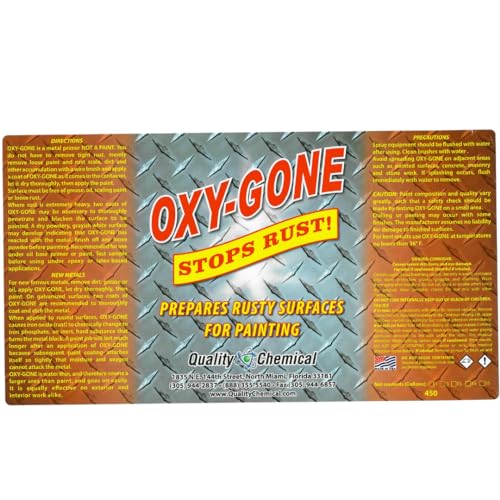 Quality Chemical Oxy-Gone Rust Remover and Metal Treatment / Rust Repair / Prepares surfaces for painting / 1 gallon (128 oz.)