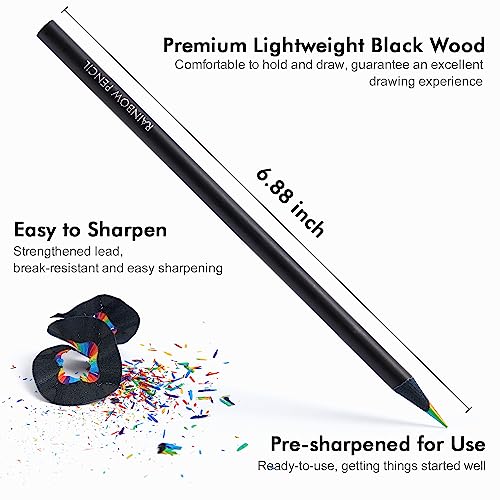 Black Wooden Rainbow Colored Pencils 7 Color In 1 Art Supplies Kids Adults