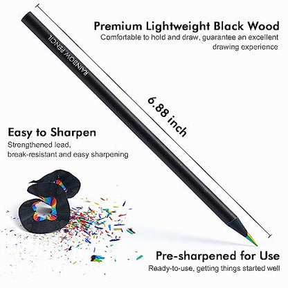 Shuttle Art 120 Pack Rainbow Pencils Bulk, 7 Colors in 1 Rainbow Colored Pencils, Pre-sharpened, Break-resistant Black Wooden Pencils for Kids and - WoodArtSupply