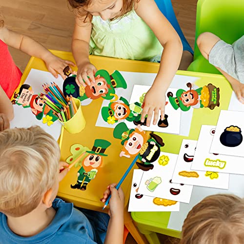 chiazllta 30 Packs St. Patrick's Day Craft Kits DIY Leprechauns Art Craft for Preschool Kids, St. Patrick’s Day Make Your Own Leprechauns Paper Craft chiazllta
