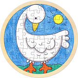 Blank Puzzle Round Shape with 38 Pieces to Draw on, Each Piece is Unique, Blank Wooden Jigsaw Puzzles with Puzzle Tray for Crafts & DIY, Custom MoinKidz